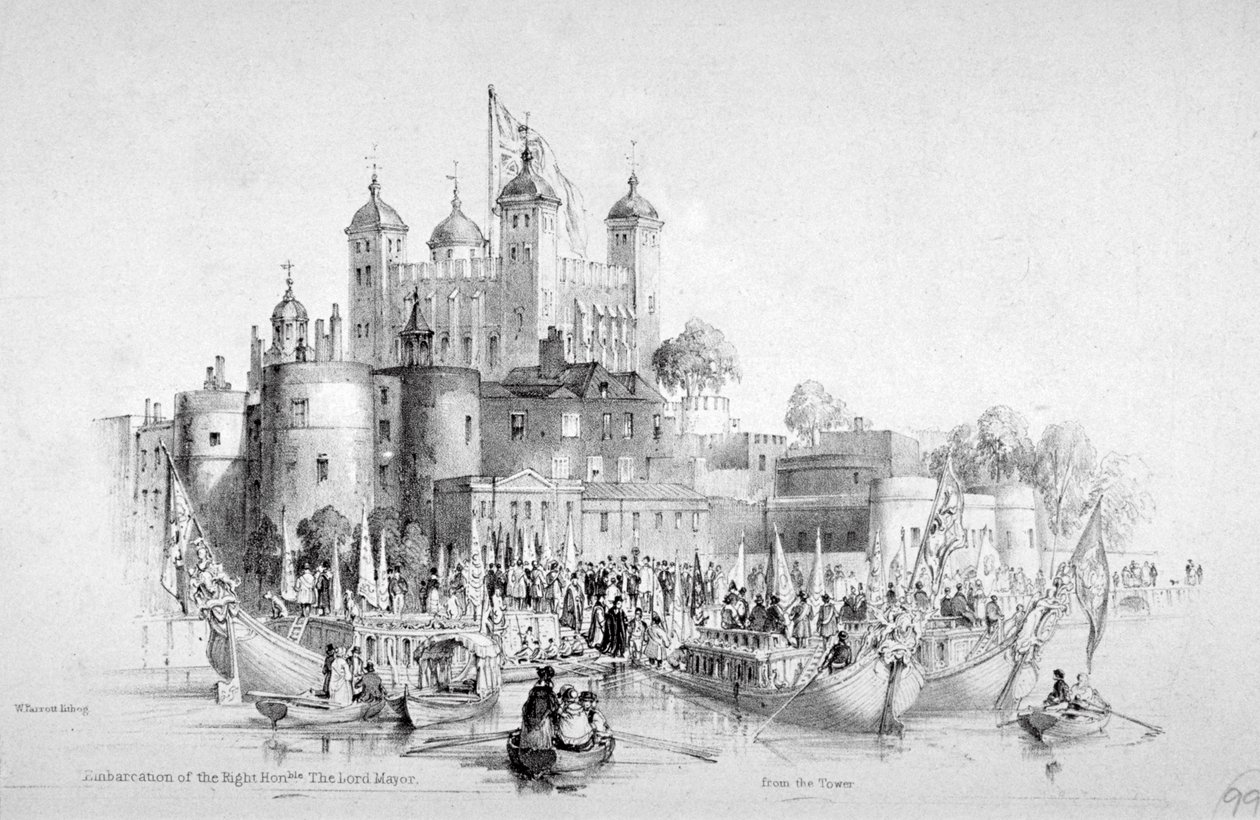 Lord Mayor Thomas Johnson and his entourage embarking from the Tower of London, 1840 by William Parrott