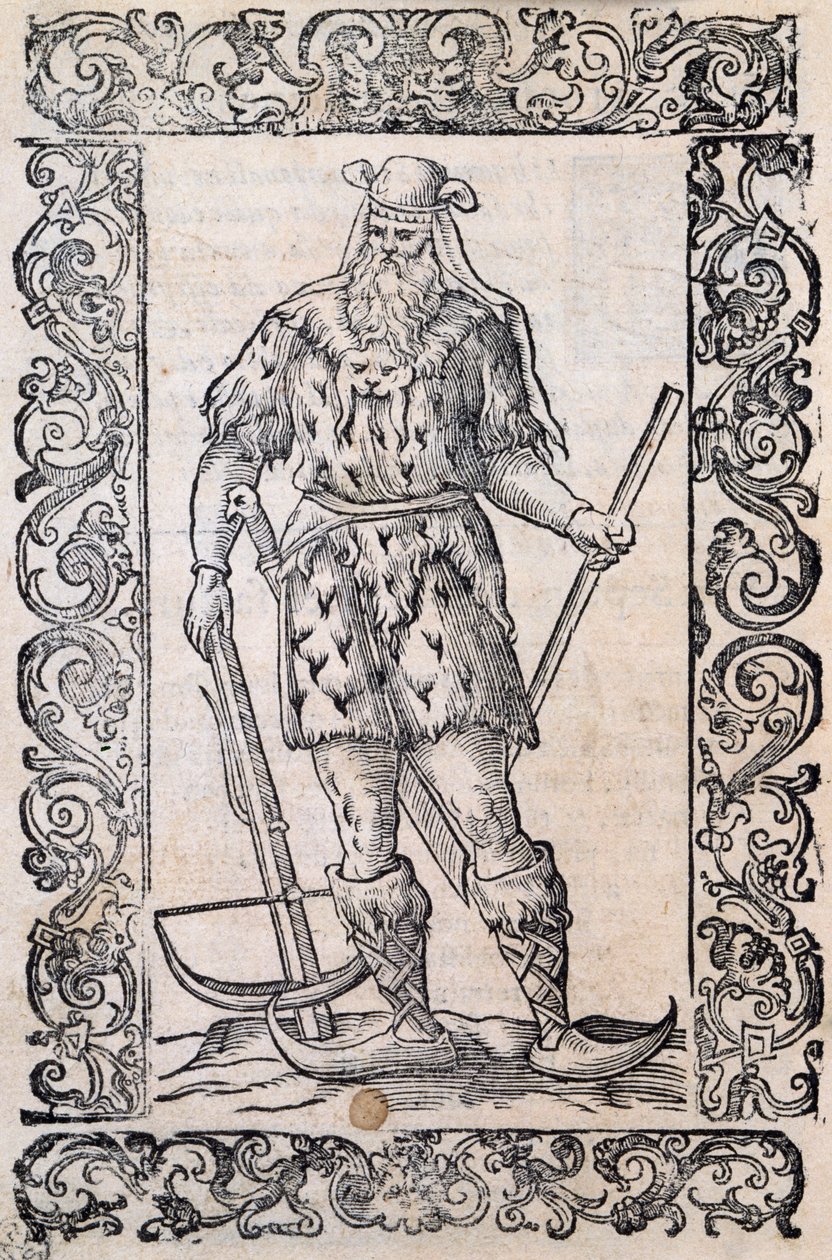 Man with Fur Dress, Crossbow and Shoes with Twisted Tip (Example of Rudimentary Skis) by Nicolas Toussaint Charlet