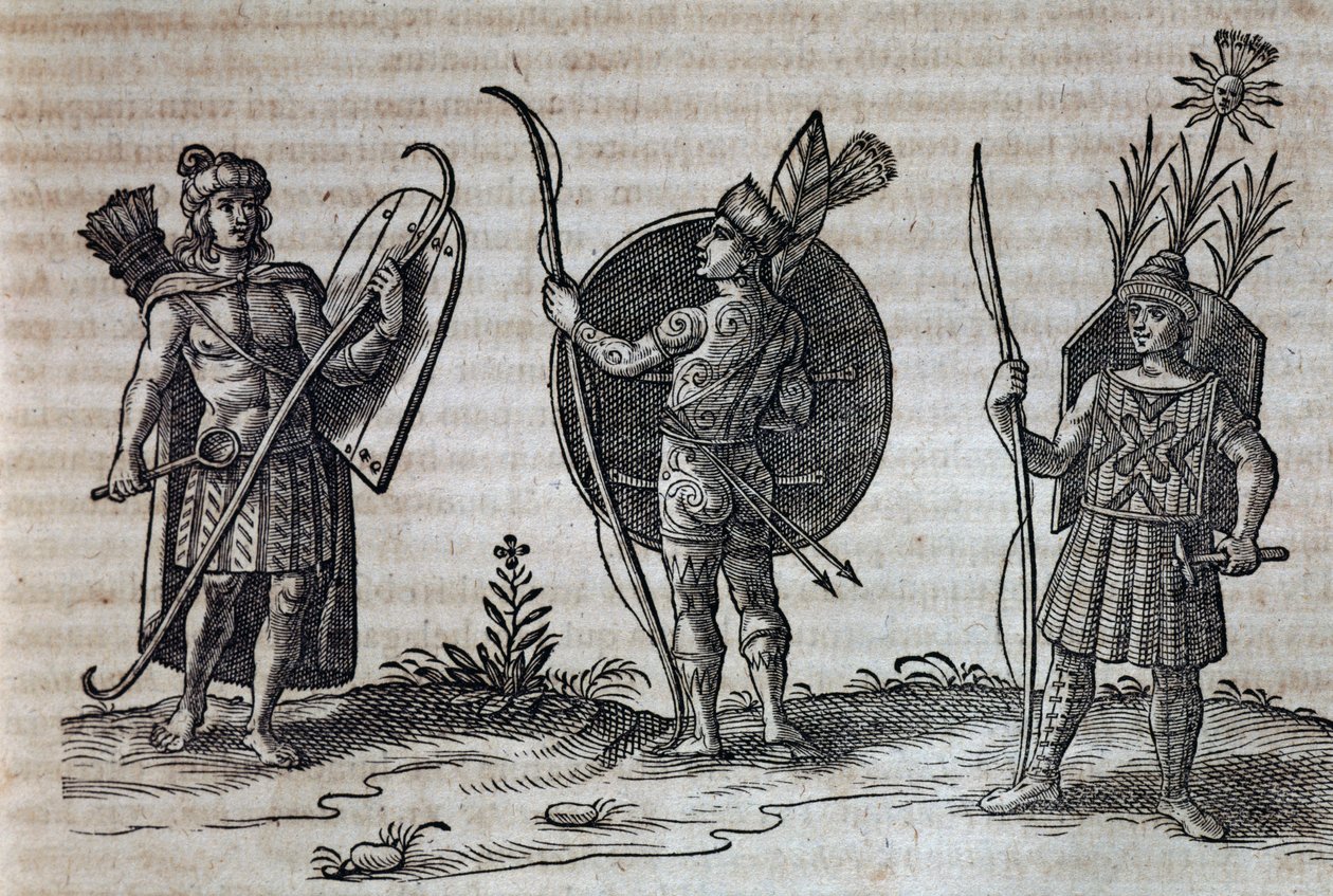 Types of French Canadian Indians, Illustration from Description of Nouvelle-France by Nicolas Toussaint Charlet