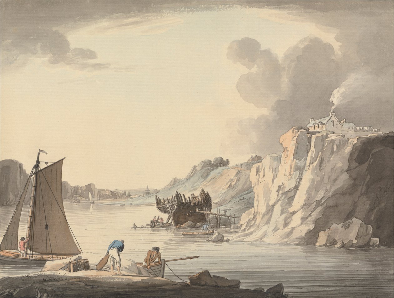 Entrance to Stonehouse Creek, between Plymouth and Dock, Devon by William Payne