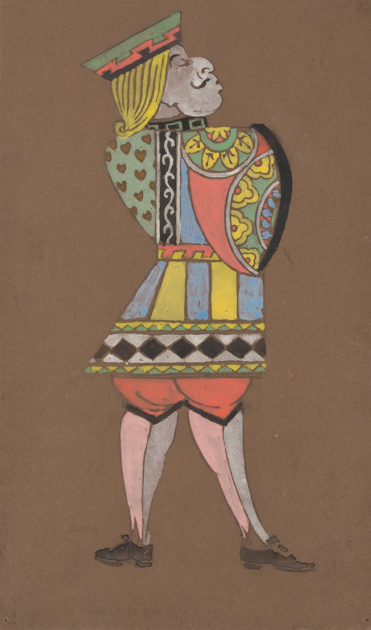 Knave of Hearts costume design for Alice-in-Wonderland by William Penhallow Henderson