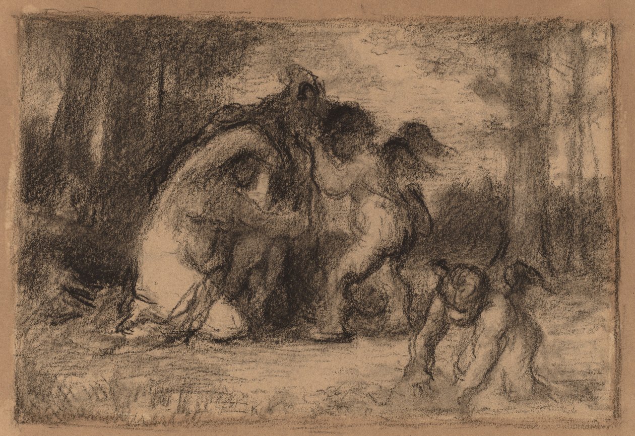 Wooded Landscape with Putti Helping a Woman Undress by William Perkins Babcock