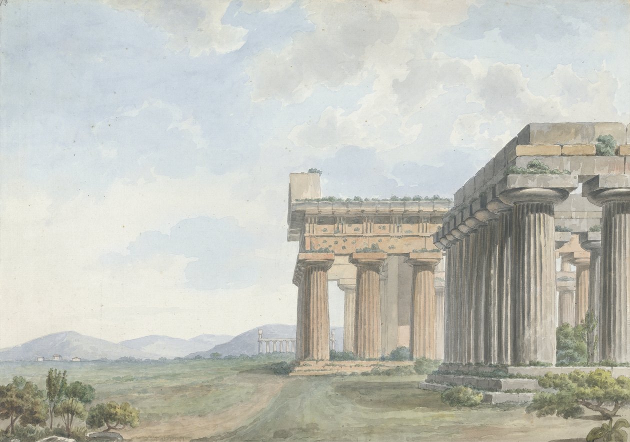 Views in the Levant: Temple Ruins at Paestum, c.1785 by William Reveley