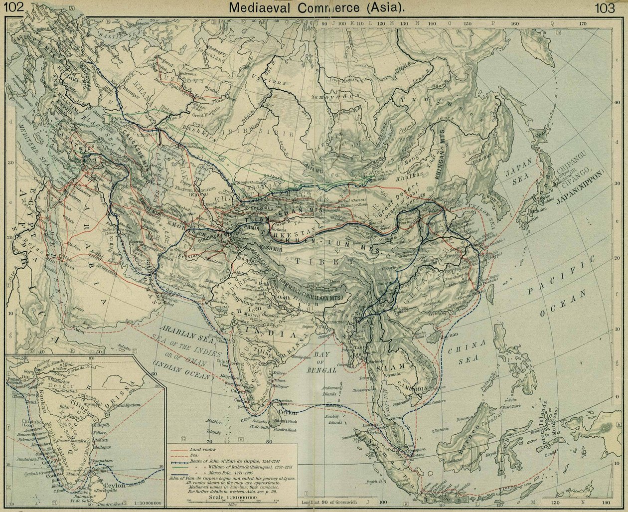 Medieval Commerce Asia. From The Historical Atlas by William Robert Shepherd