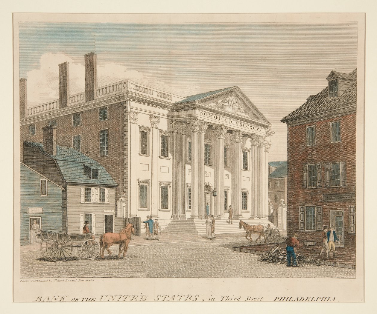 Bank of the United States, in Third Street Philadelphia by William Russell Birch