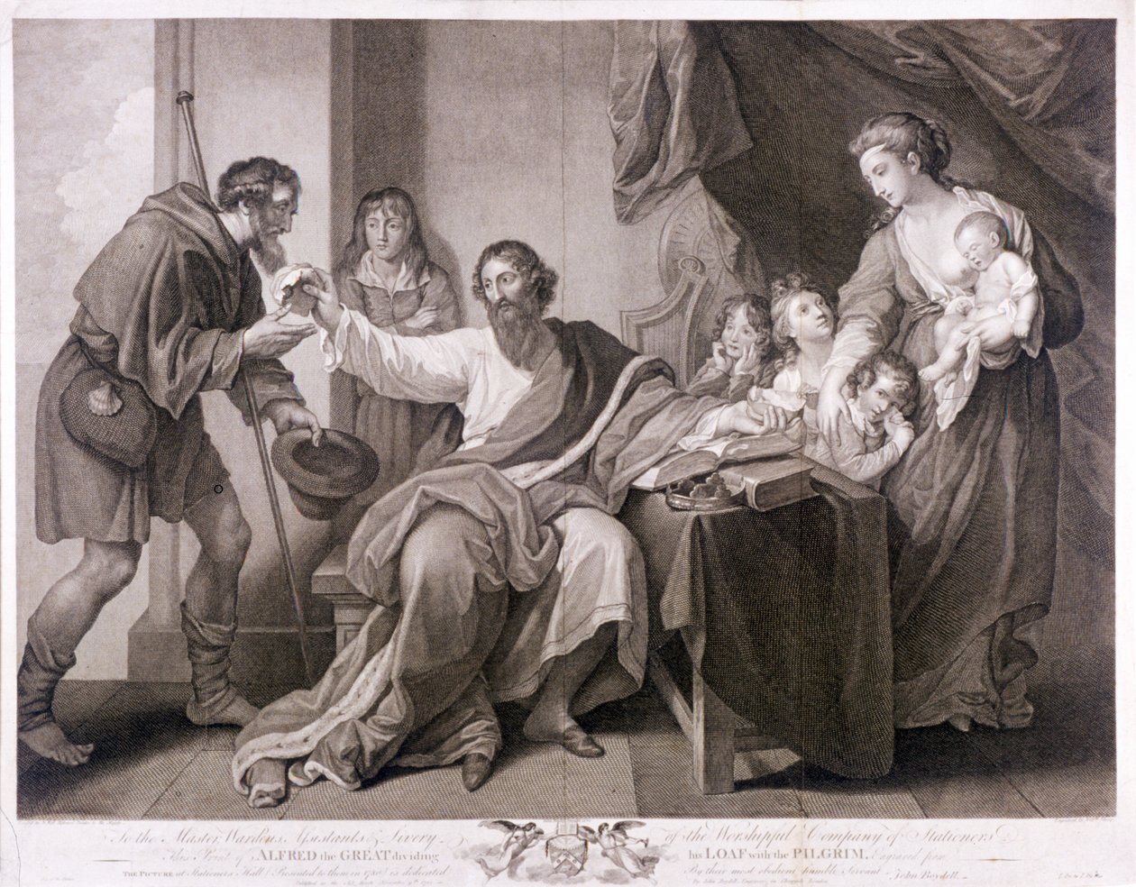 Alfred the Great dividing his loaf with the pilgrim by William Sharpe