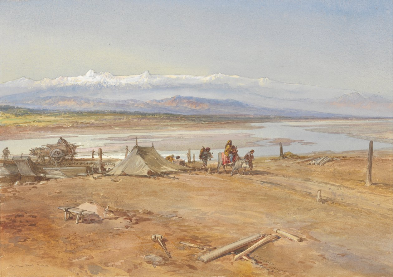 The River Chenab, Punjab by William Simpson