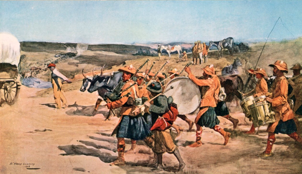 Over the Veldt. Drums and Pipes of the 91st (Argyllshire) Highlanders by William Skeoch Cumming