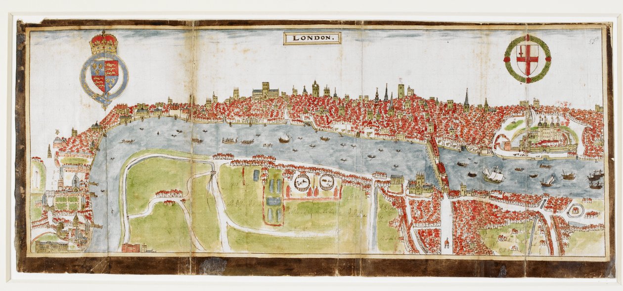 View of London from the south, showing the River Thames, London Bridge and the Tower by William Smith