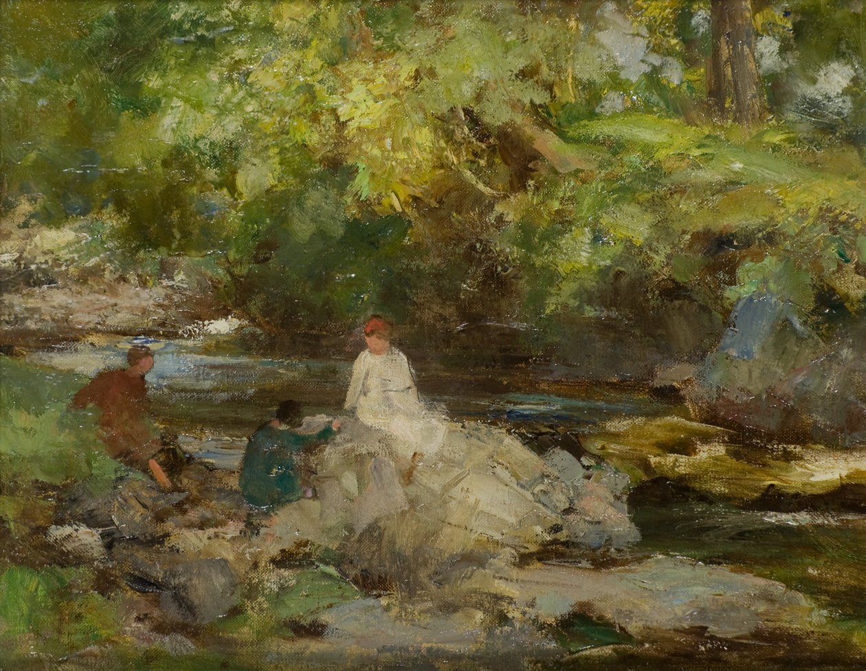 Three Figures by a River by William Stewart MacGeorge