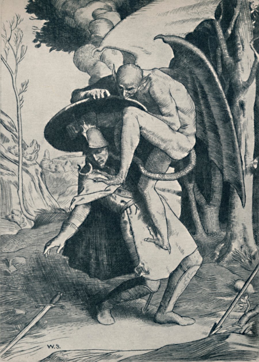 Christian Fighting Apollyon, 1895, 1923 by William Strang