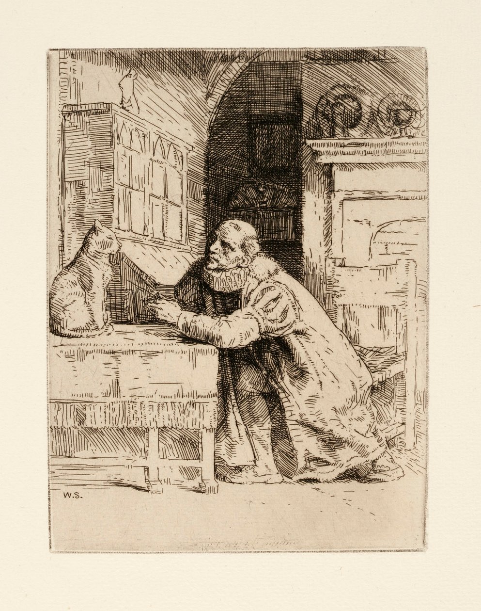 Montaigne and the Cat. Illustration for Izaak Walton and Charles Cotton