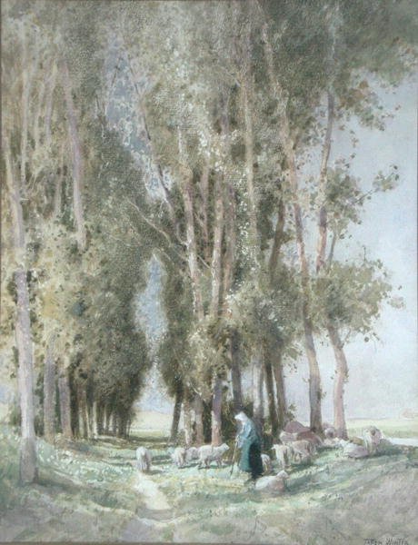 A Shepherdess and her Flock, Holland by William Tatton Winter