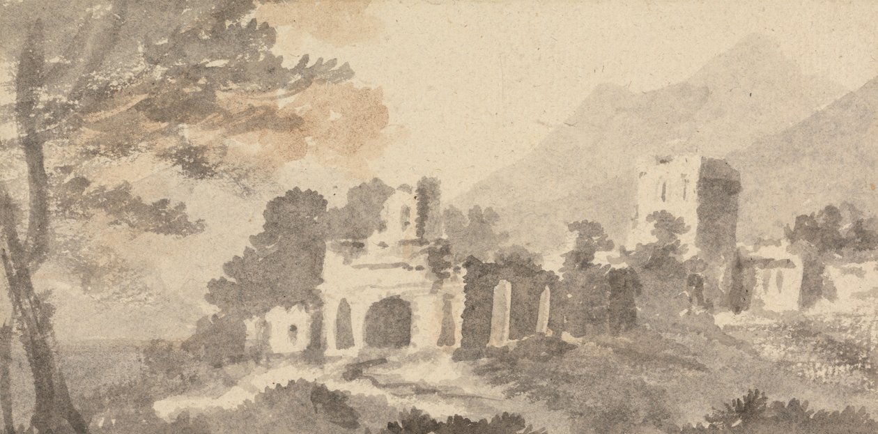 Italian Landscape with Ruined Castle by William Taverner