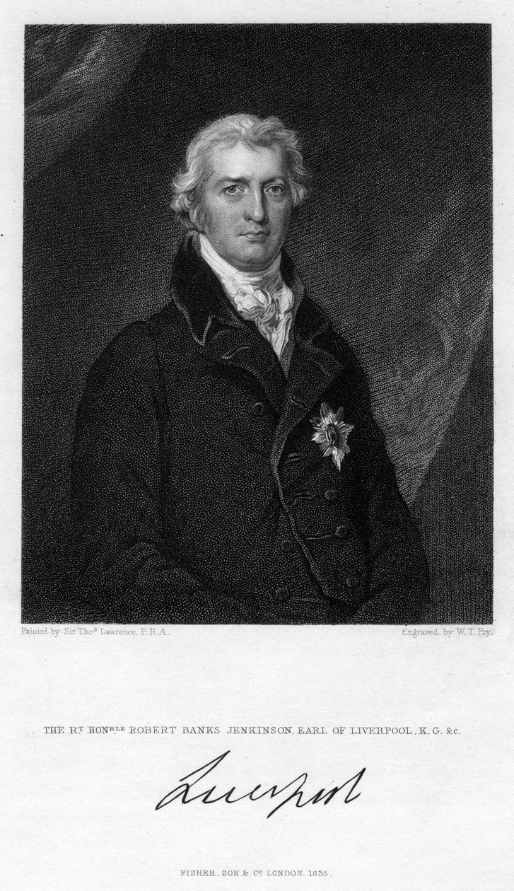 Robert Jenkinson, 2nd Earl of Liverpool, British Politician and Prime Minister, 1835 by William Thomas Fry
