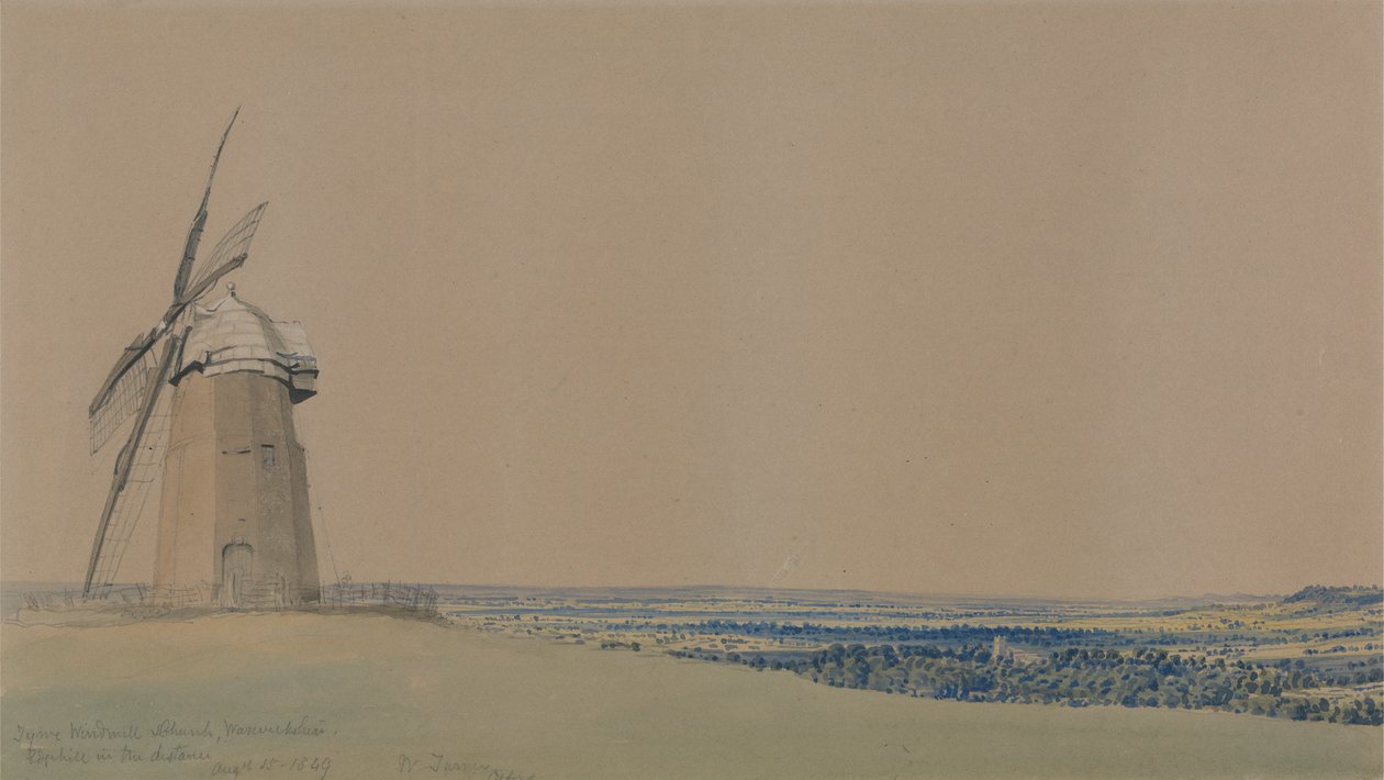 Tysoe Windmill and Church, Warwickshire by William Turner of Oxford