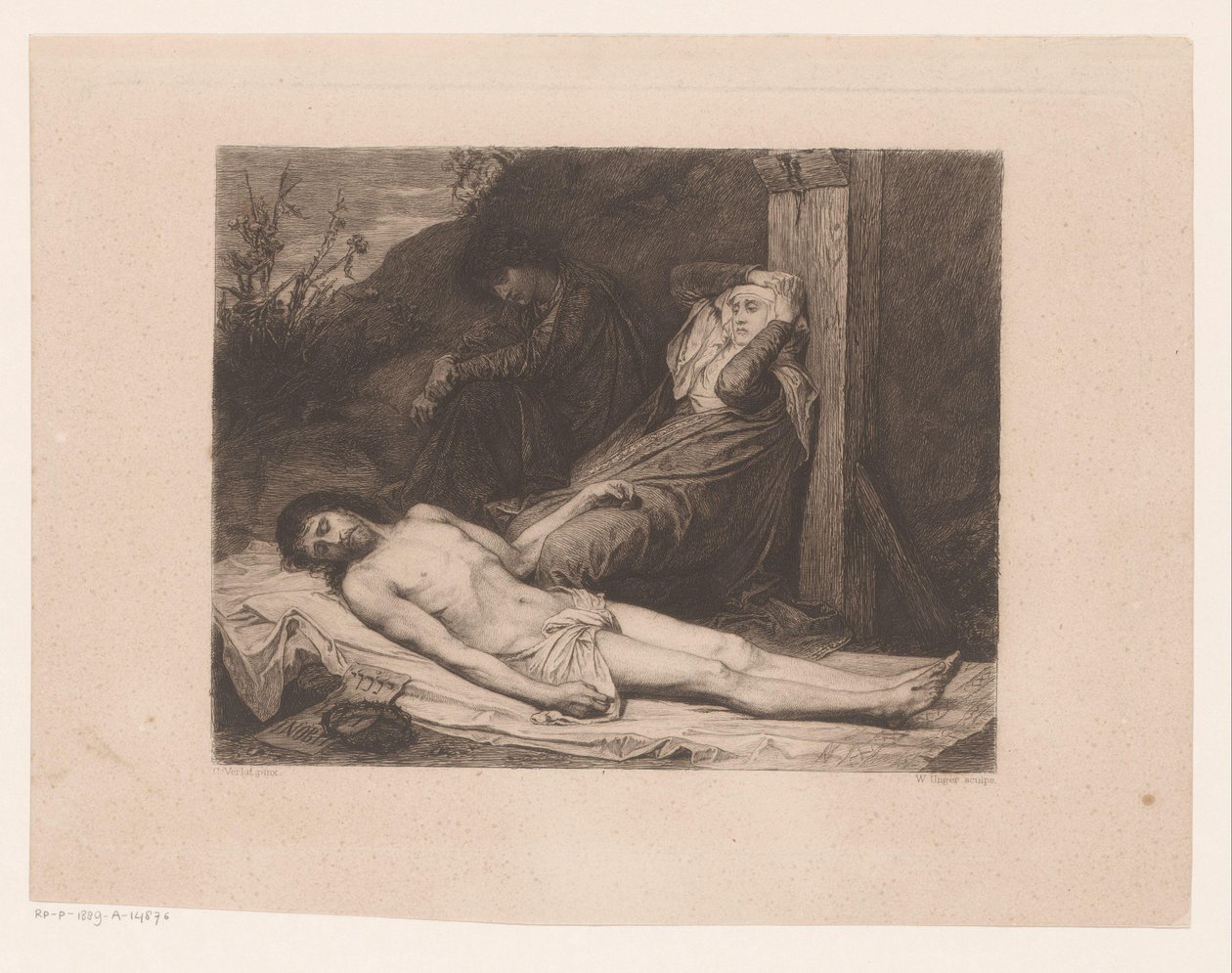 Mary and John the Baptist Mourning at the Body of Christ by William Unger