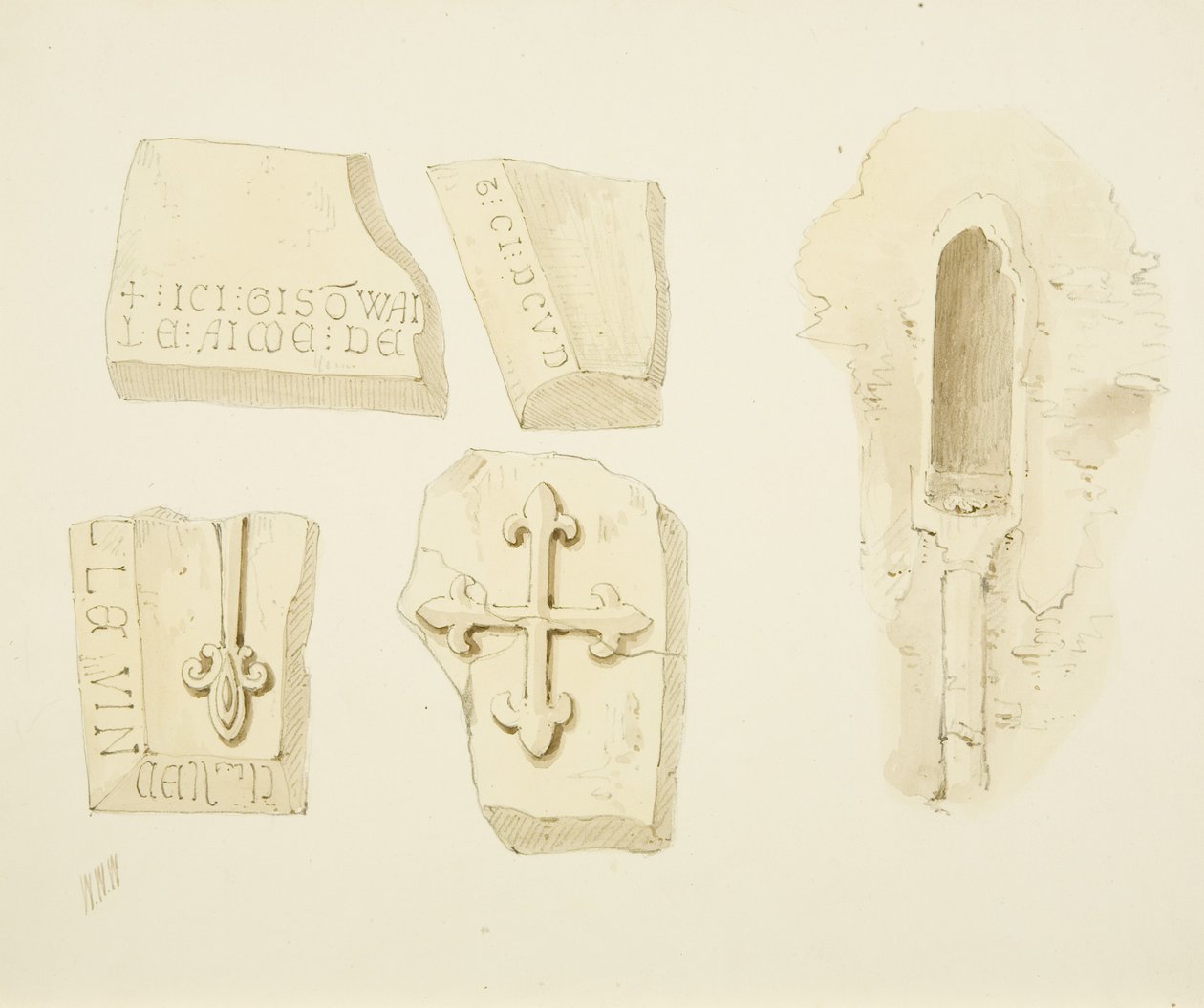 Remains of a Monument discovered in the East Wall, and Piscina in South Aisle, St James