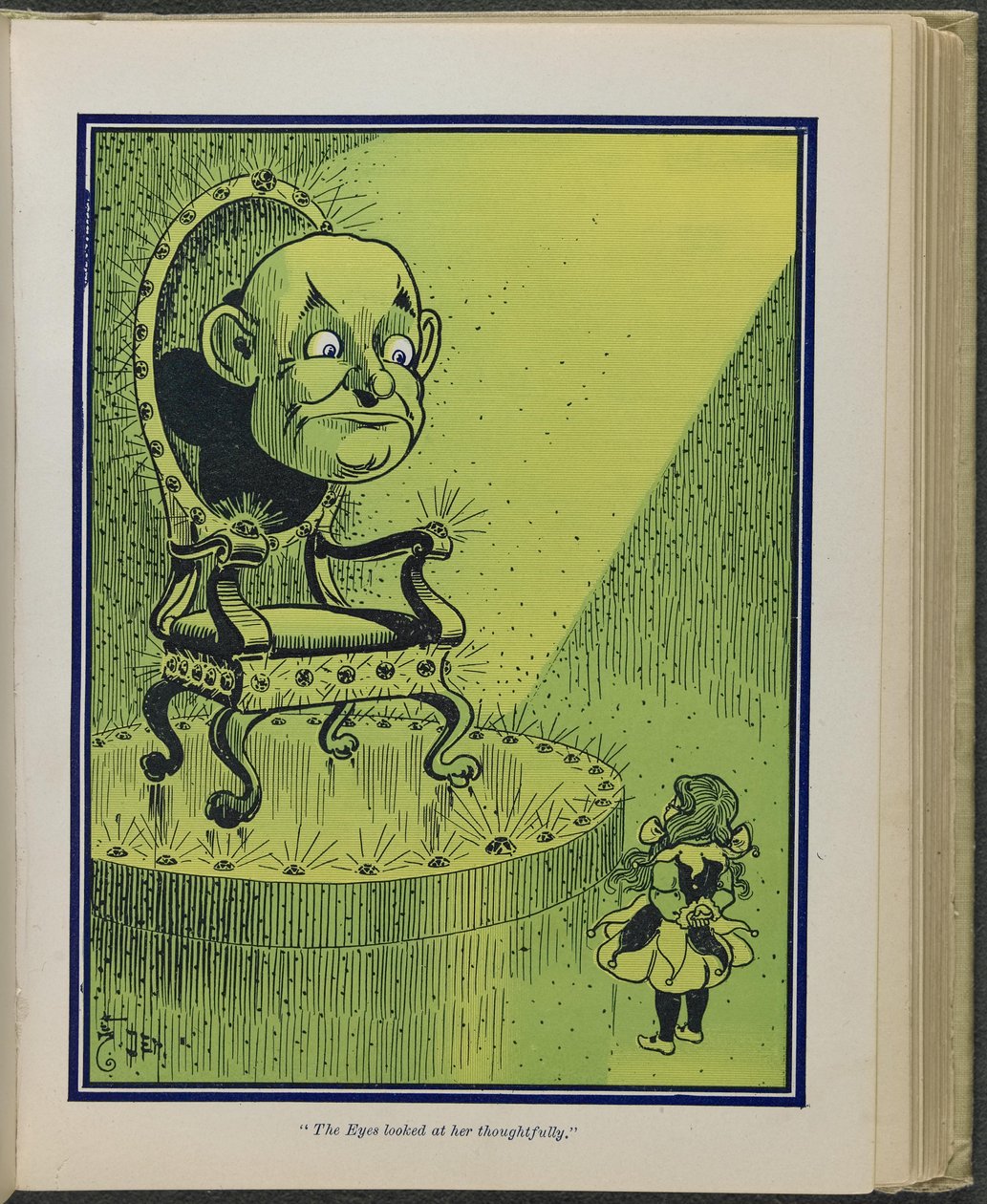 "The Eyes looked at her thoughtfully", illustration from "The Wonderful Wizard of Oz" by Lyman Frank Baum by William Wallace Denslow
