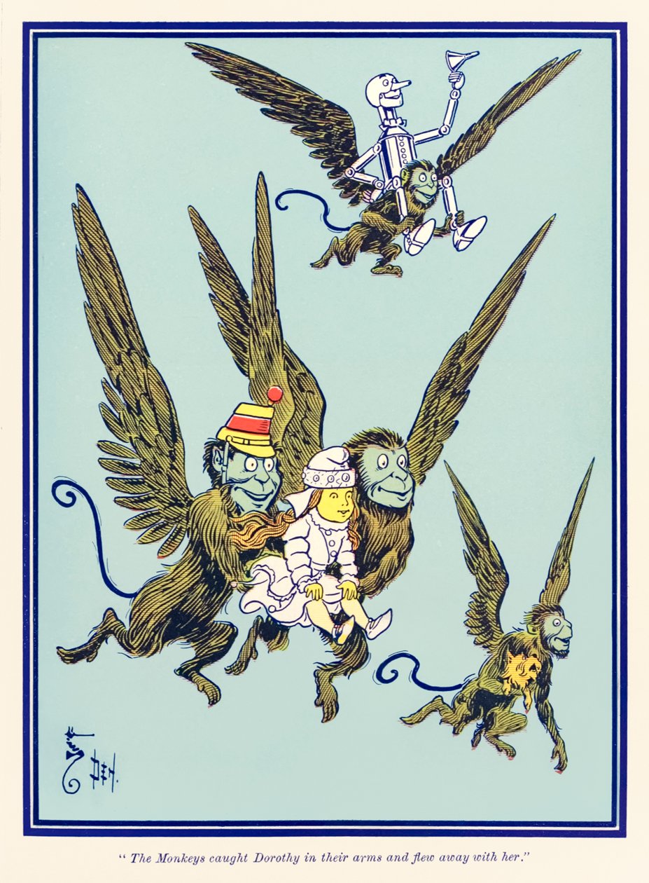 “The Monkeys caught Dorothy in their arms and flew away with her.” from ‘The Wonderful Wizard of Oz’ by L. Frank Baum by William Wallace Denslow