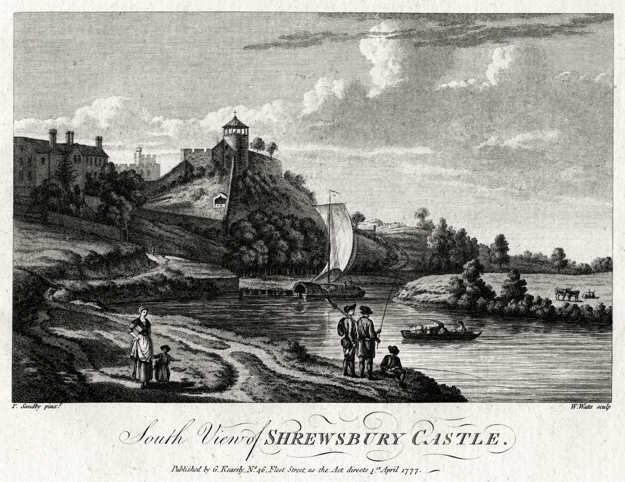 South View of Shrewsbury Castle, Shropshire, 1777 by William Watts