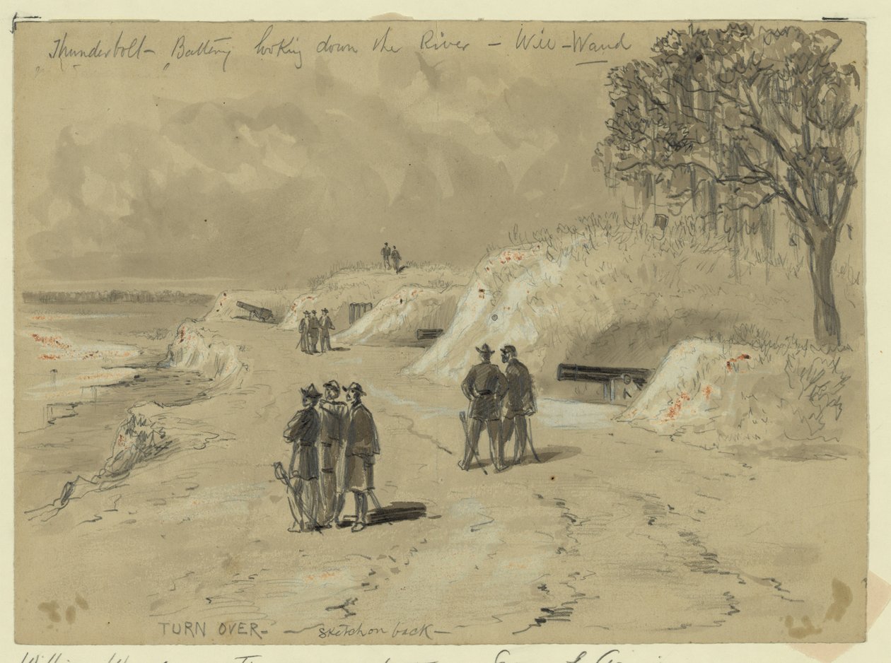 Thunderbolt Battery looking down the river by William Waud