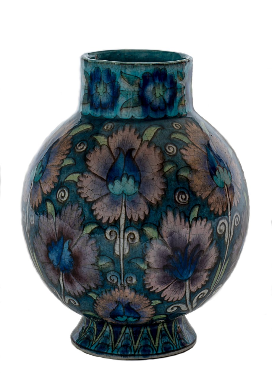 Bulbous Vase with Pink Carnation Pattern by William de Morgan