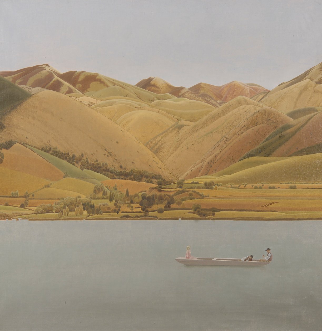 Edge of Abruzzi: Boat with Three People on a Lake by Winifred Knights
