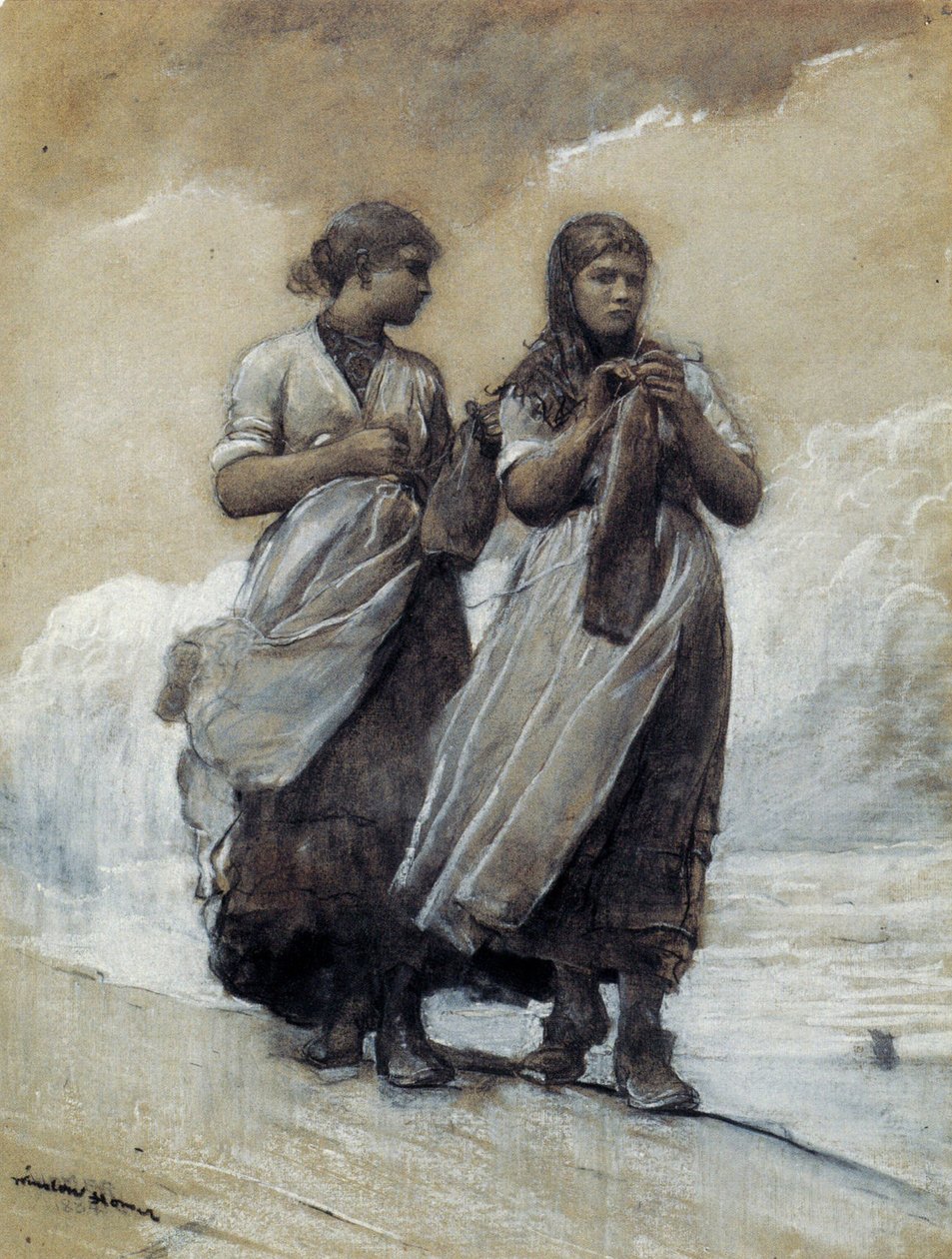 Fisher Girls on Shore, Tynemouth by Winslow Homer
