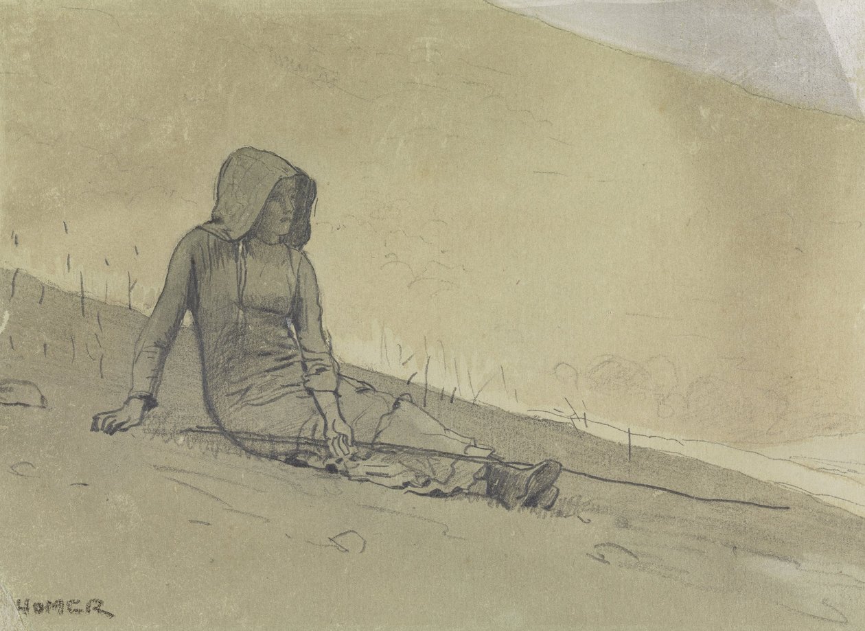 Girl Seated on a Hillside by Winslow Homer
