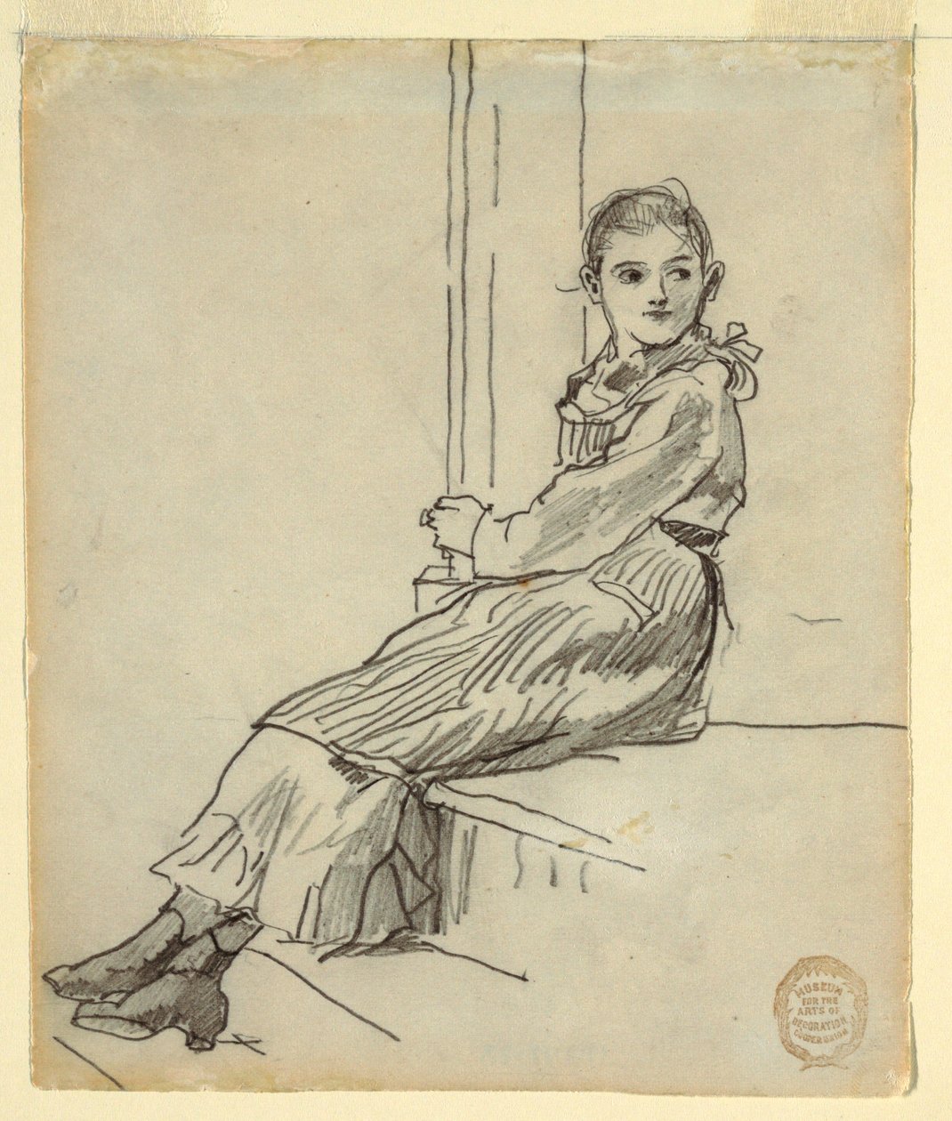 Girl Seated on a Porch Step by Winslow Homer
