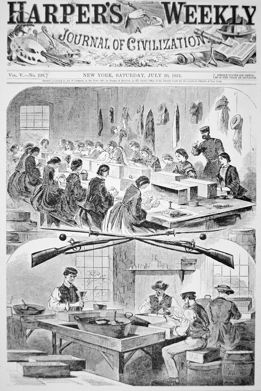 Men & Women Filling Cartridges at the Arsenal at Watertown, Massachusetts, from 