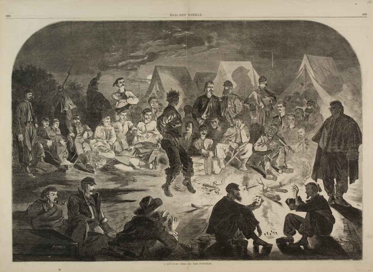 A Bivouac Fire on the Potomac, from Harper