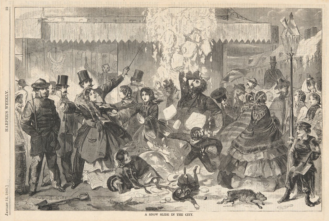 A Snow Slide in the City, from Harper by Winslow Homer