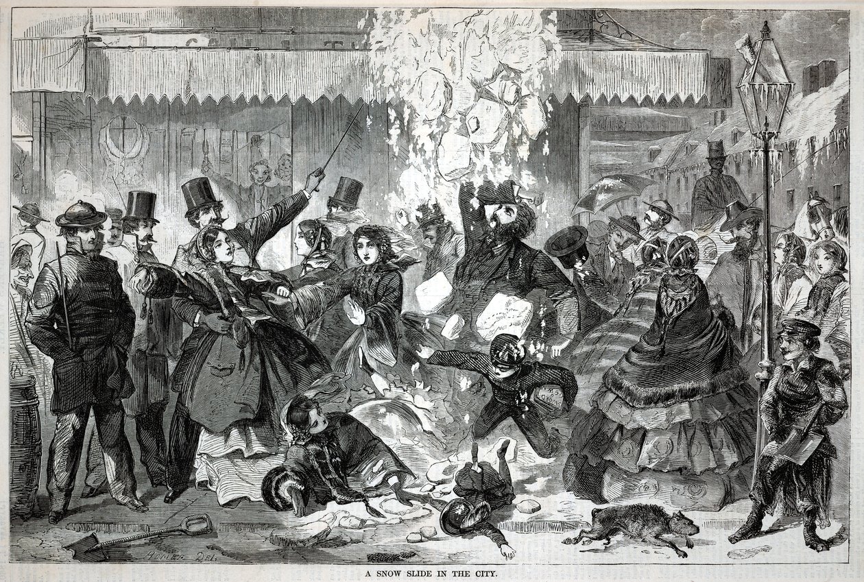 A Snow Slide in the City by Winslow Homer