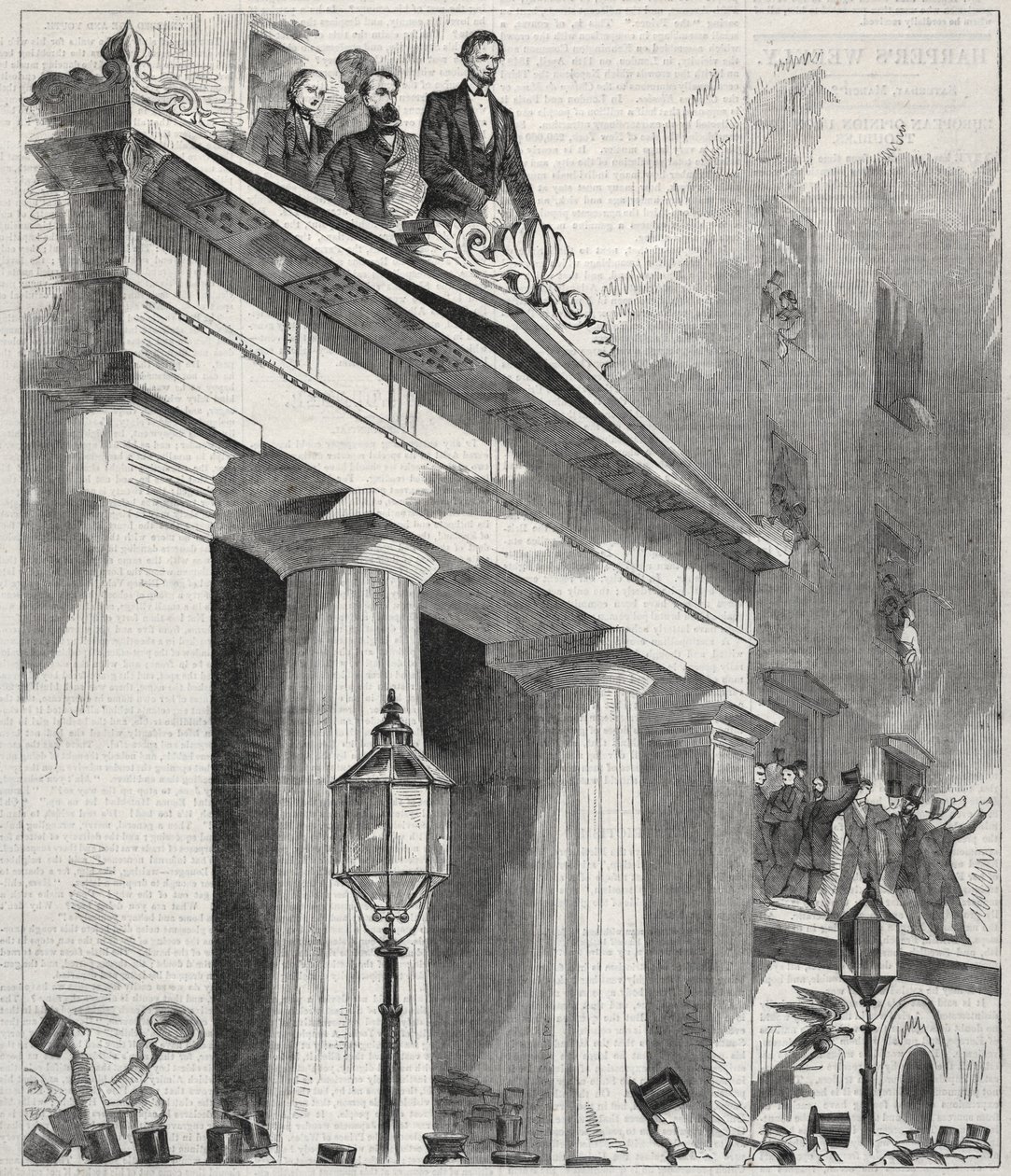 Abraham Lincoln, The President Elect, Addressing the People from the Astor House Balcony, February 9, 1861 by Winslow Homer