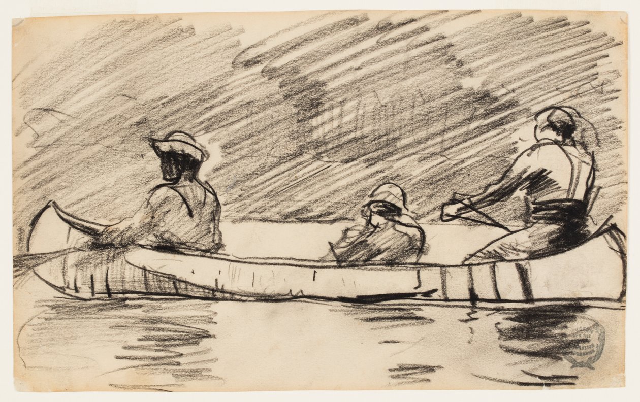 Canoe with Three Men by Winslow Homer