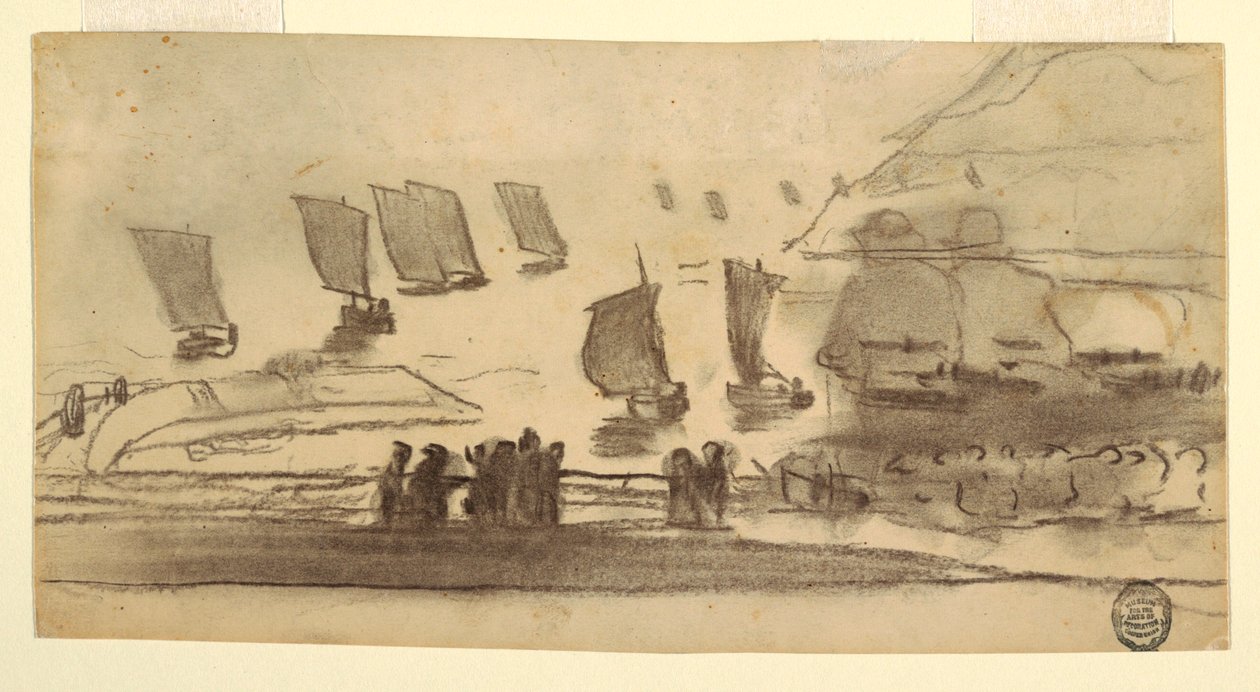 Beach Scene with People and Fishing Boats, Cullercoats, England, 1881–82 by Winslow Homer