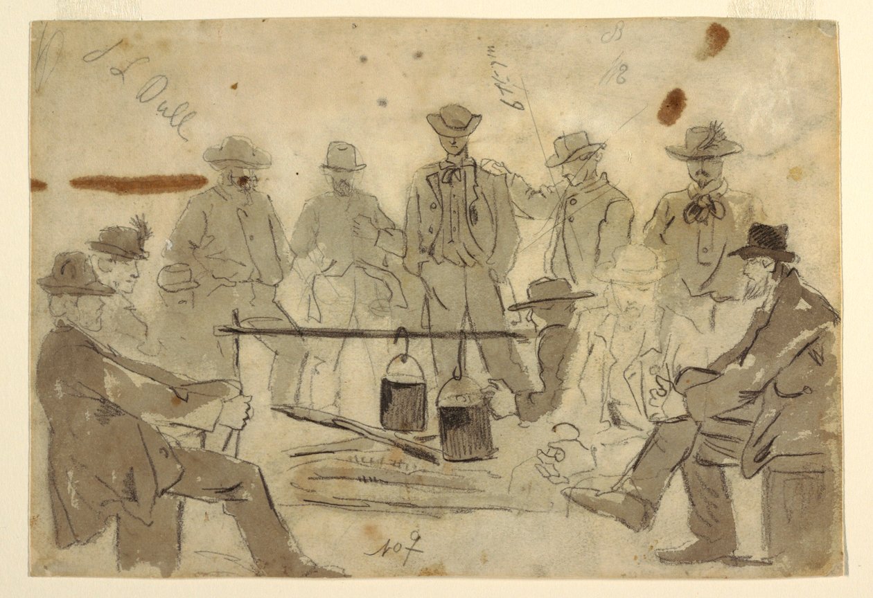 Campfire with Soldiers Grouped About, 1862 by Winslow Homer