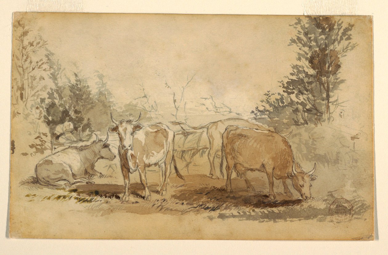 Four Cows Grazing in a Pasture, ca. 1855–60 by Winslow Homer