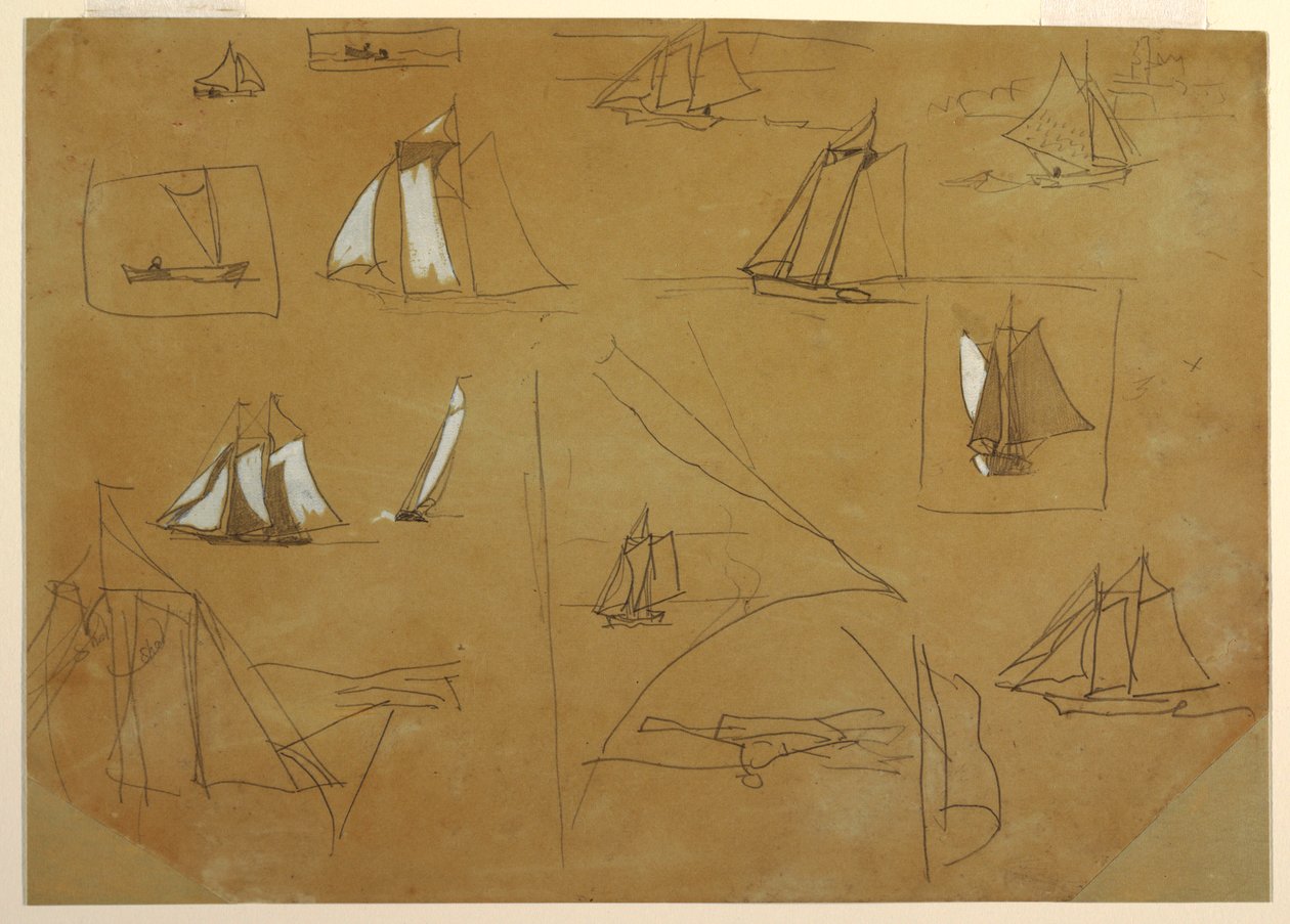 Sketches of Sailing Boats, Cullercoats, England, 1881–82 by Winslow Homer