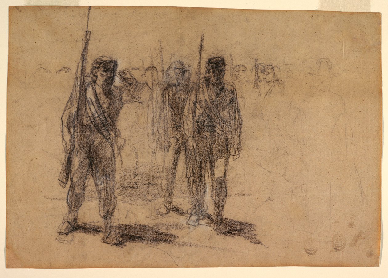 Soldiers Drilling, probably 1864 by Winslow Homer