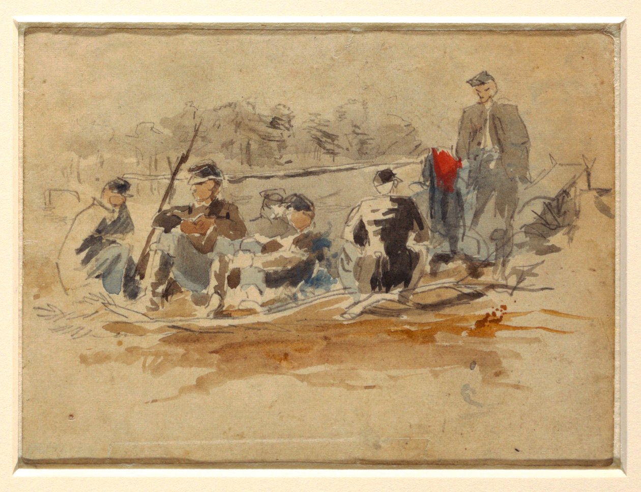 Soldiers Seated in a Group, 1862 by Winslow Homer