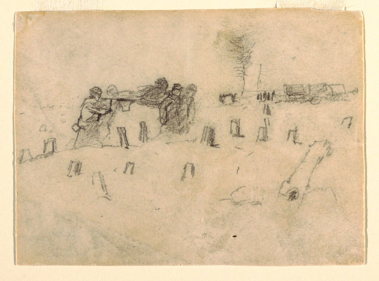 Stretcher Bearers Carrying a Soldier, probably 1862 by Winslow Homer