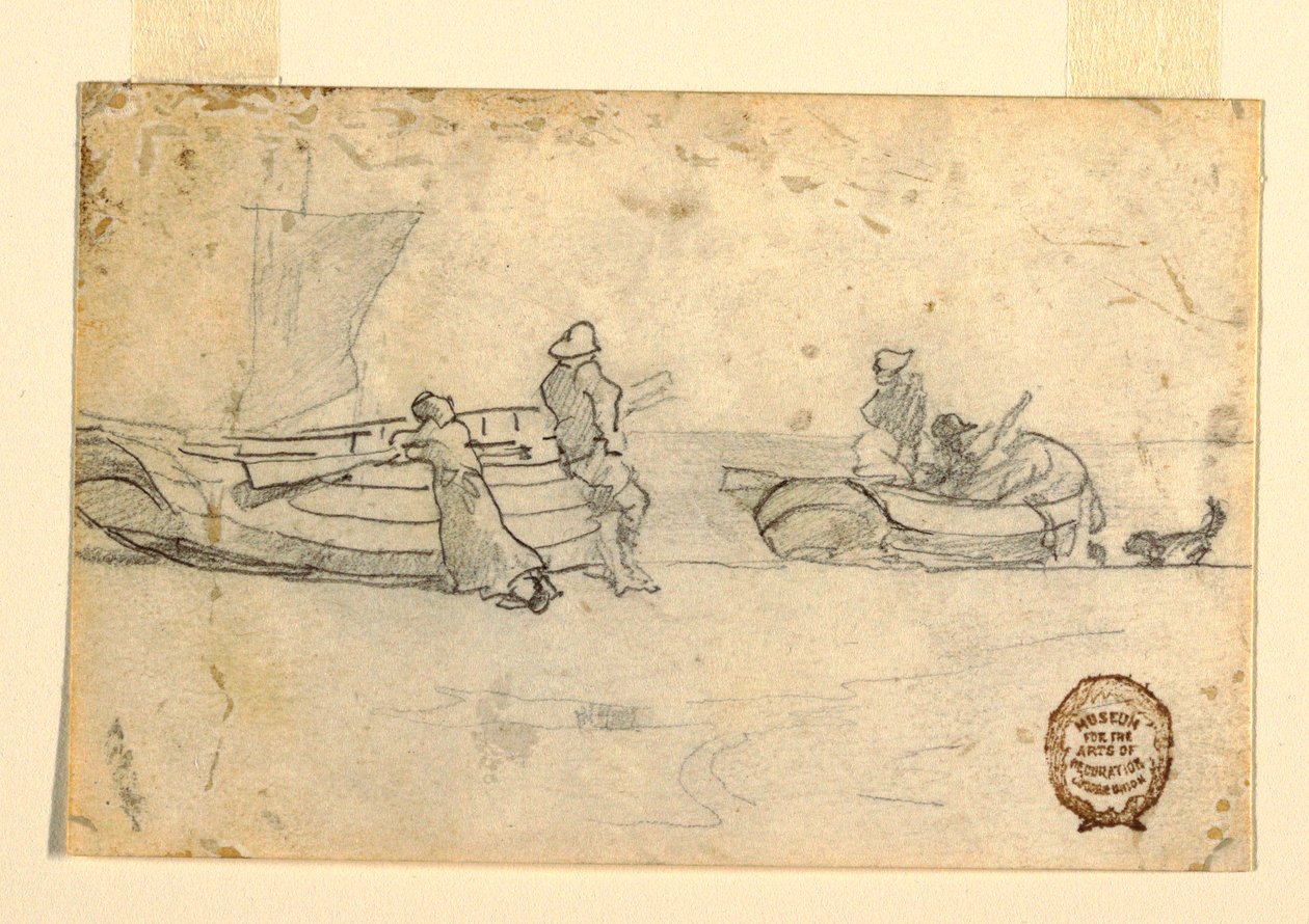 Two Boats on Beach with Figures, Cullercoats, England, 1881–82 by Winslow Homer