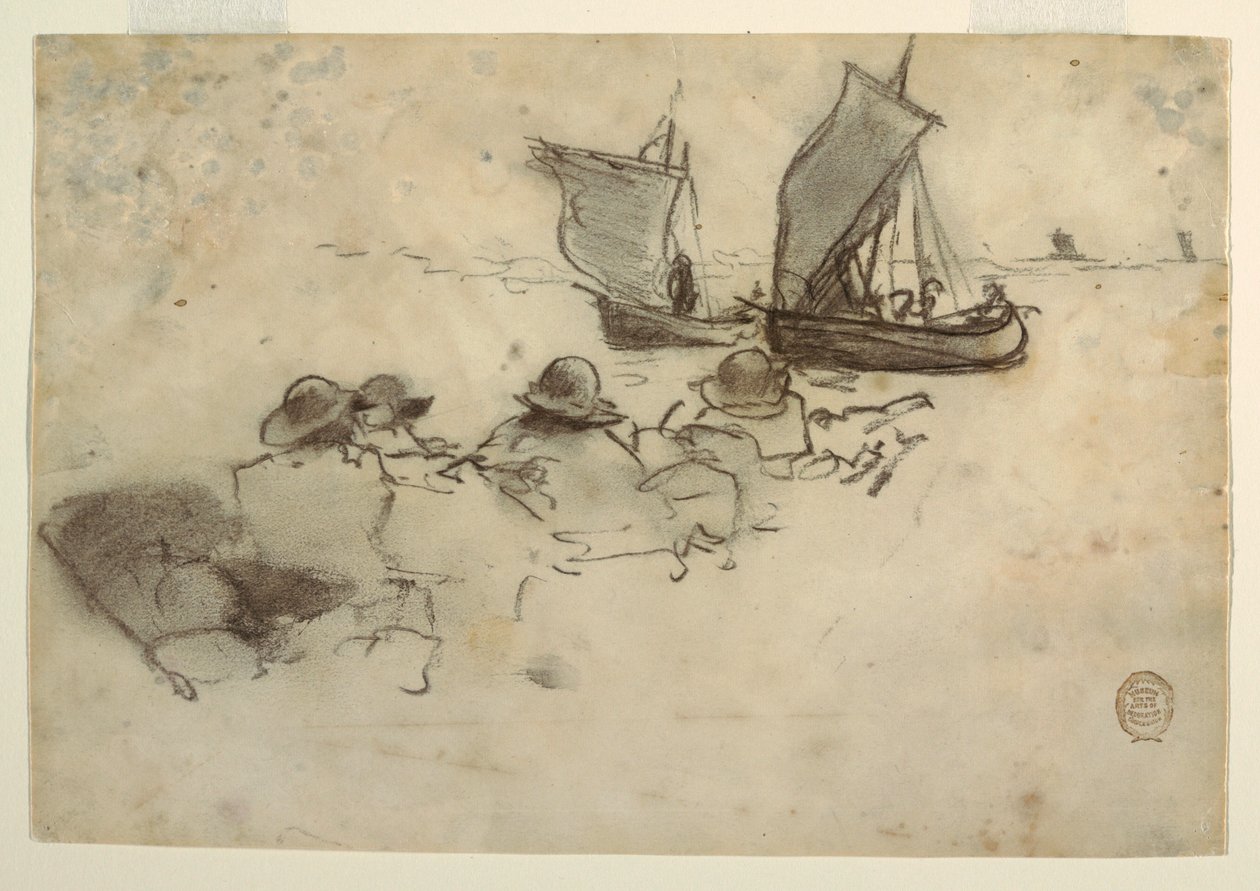 Two Fishing Boats with Sails, Cullercoats, England, 1881–82 by Winslow Homer