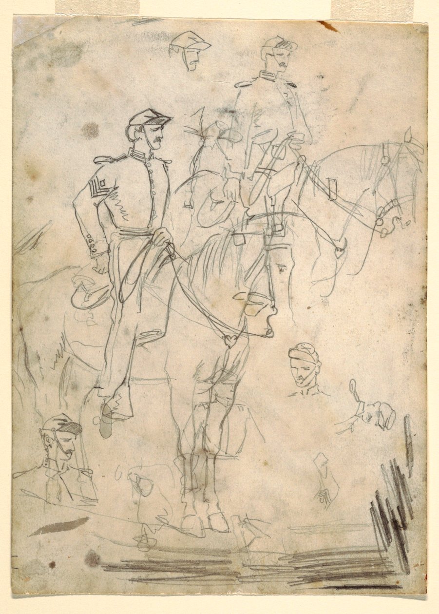 Two Sketches of an Officer, 1862 by Winslow Homer