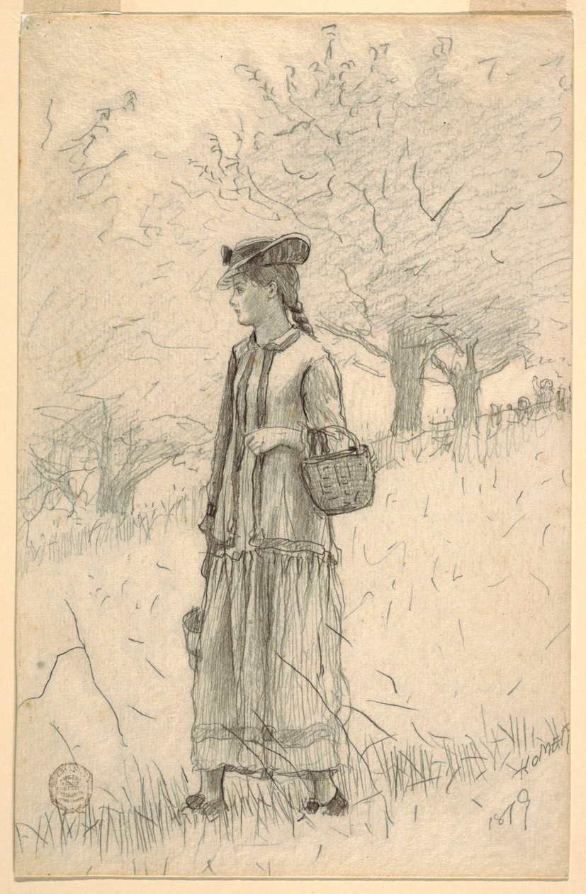 Young Woman Walking through a Field, 1879 by Winslow Homer