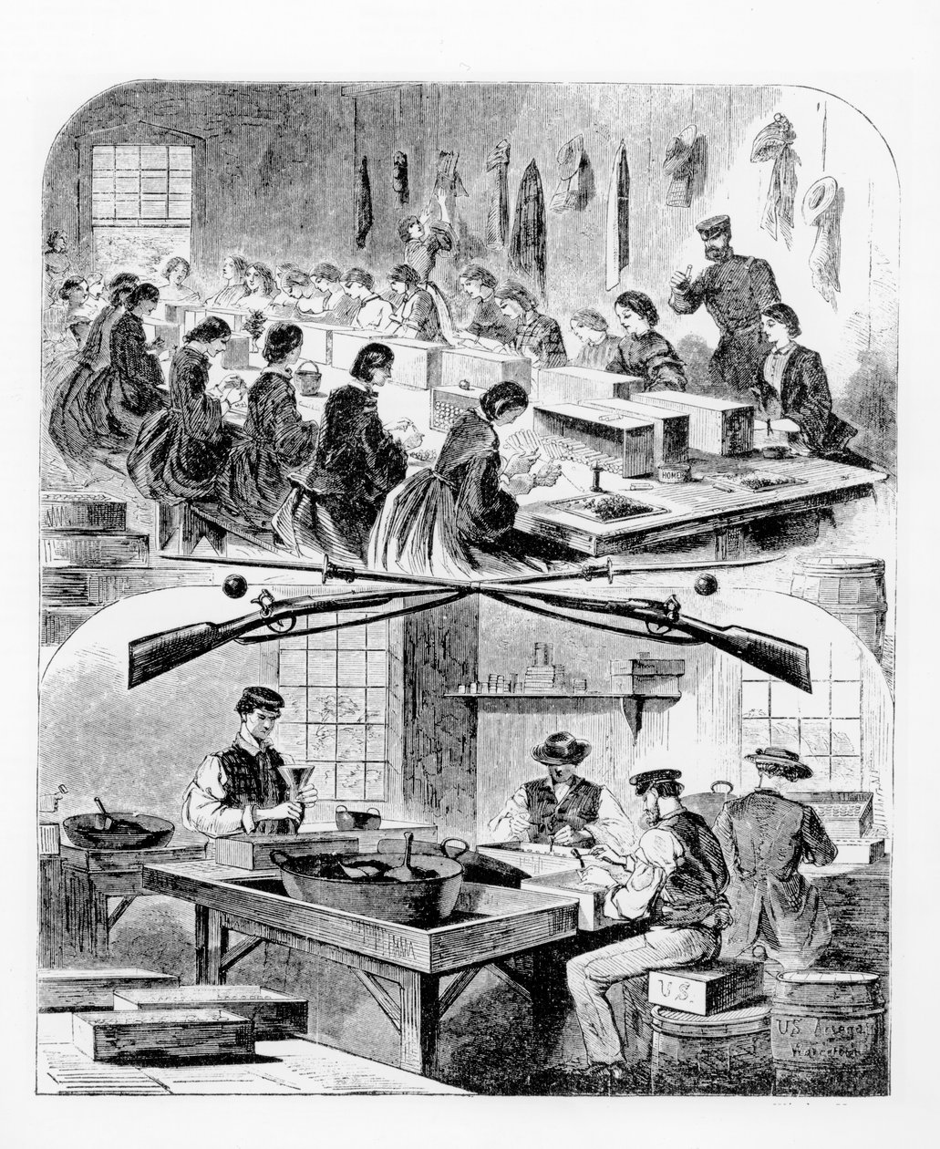 Filling Cartridges at the Arsenal at Watertown, Massachusetts, 1860s by Winslow Homer