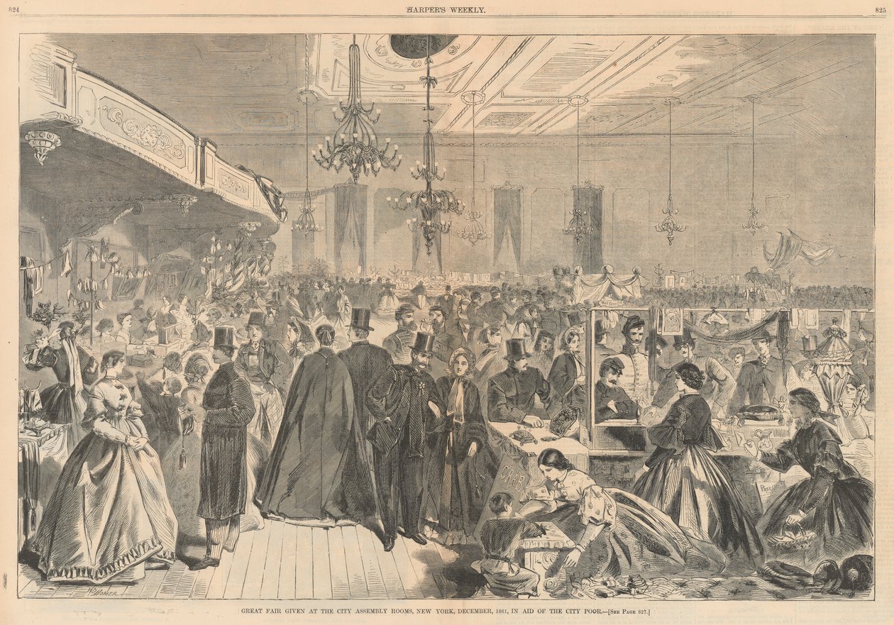 Great Fair Given at the City Assembly Rooms, New York, December 1861, in Aid of the City Poor by Winslow Homer